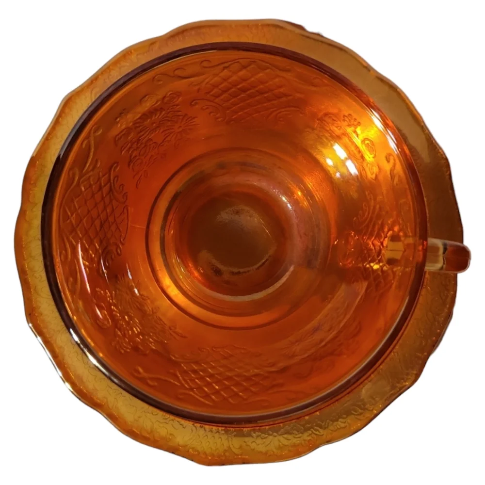 Federal Normandie Lattice & Daisy Sunburst Depression Glass Tea Cup Saucer 1934 - Picture 5 of 13